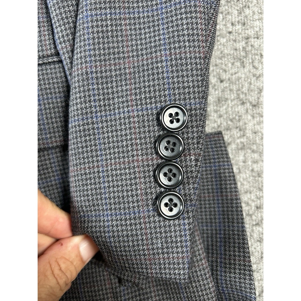 Men's Check Sport Coat Jos. A. Bank Traditional Fit Gray Wool Jacket46L - Picture 2 of 10